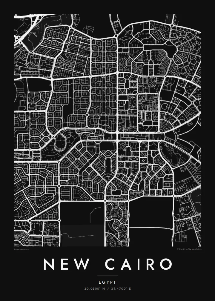 New Cairo map poster — Noir