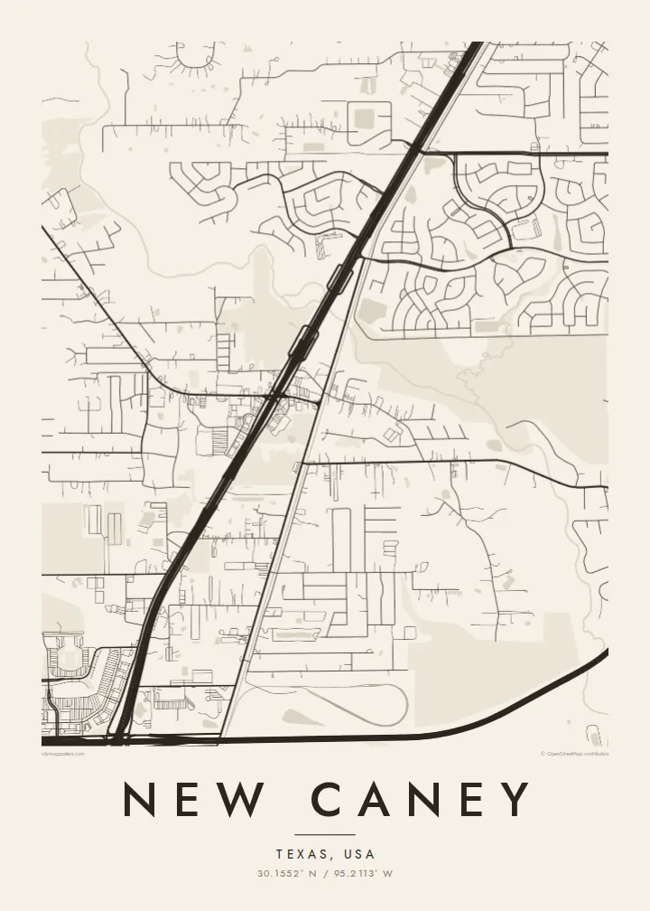New Caney map poster — Paper