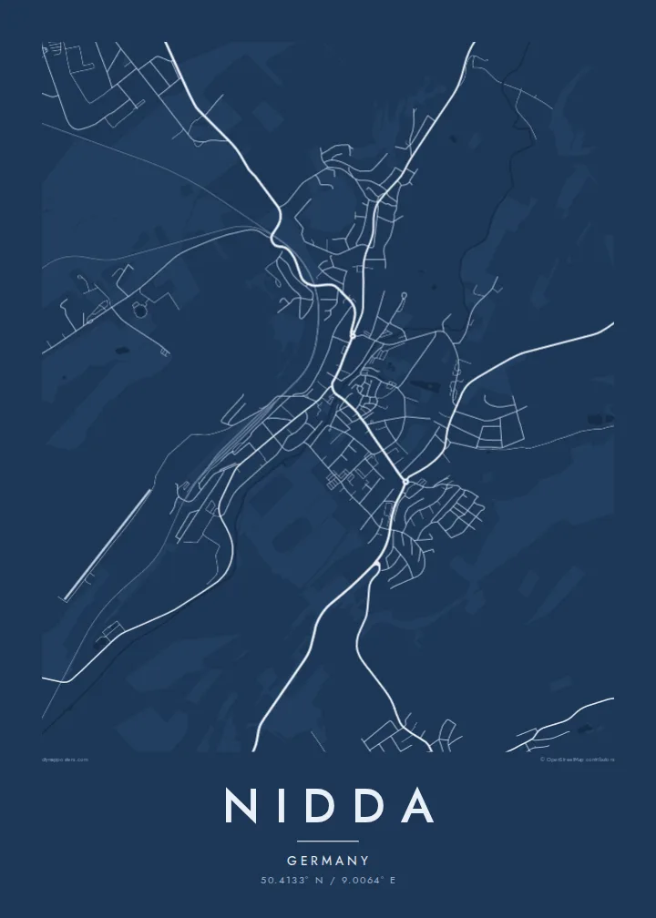 Nidda map poster — Blueprint style