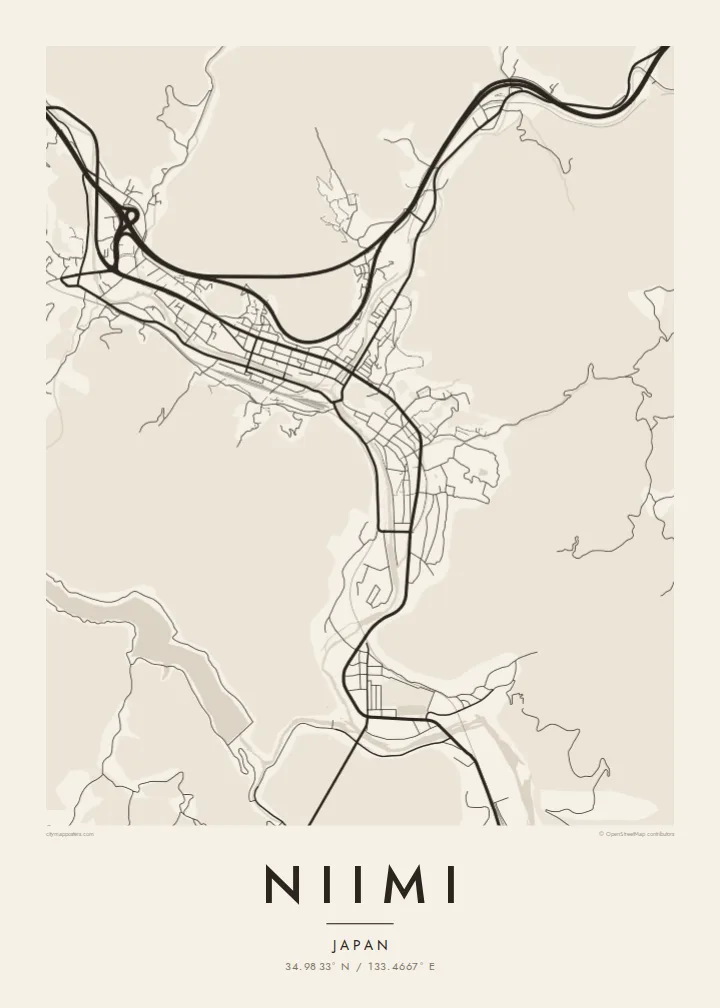 Niimi map poster — Paper style