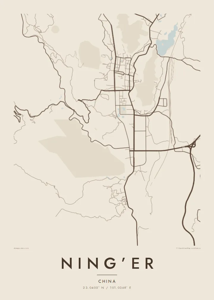 Ning’er map poster — Sand style