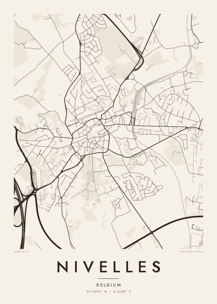 Nivelles map poster — Paper