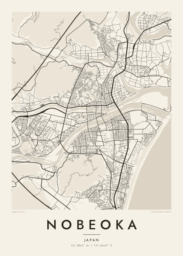 Nobeoka map poster — Paper style