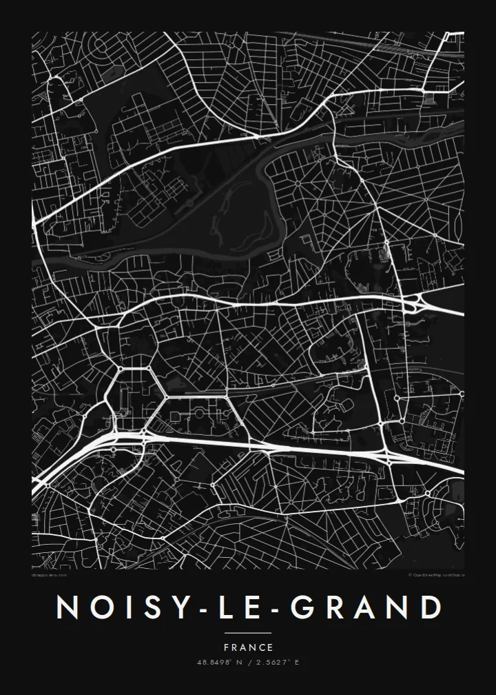 Noisy-le-Grand map poster — Noir style