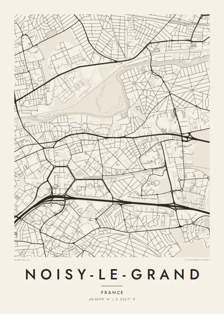 Noisy-le-Grand map poster — Paper style