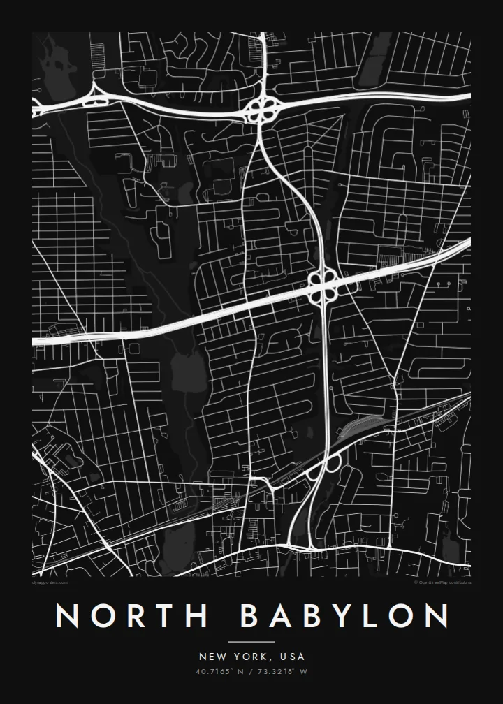 North Babylon map poster — Noir