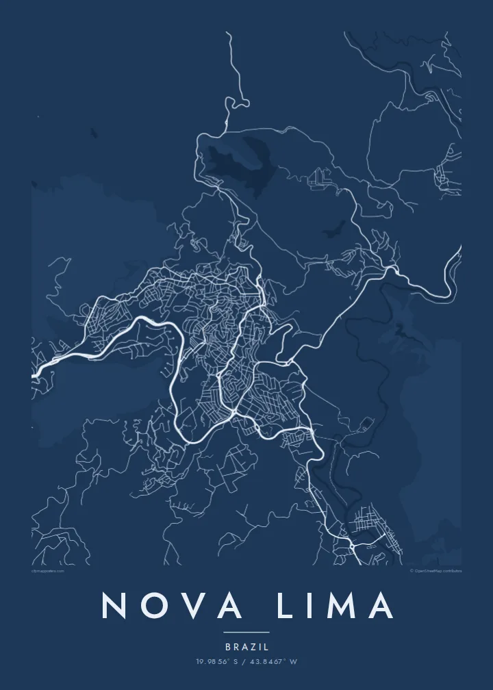 Nova Lima map poster — Blueprint