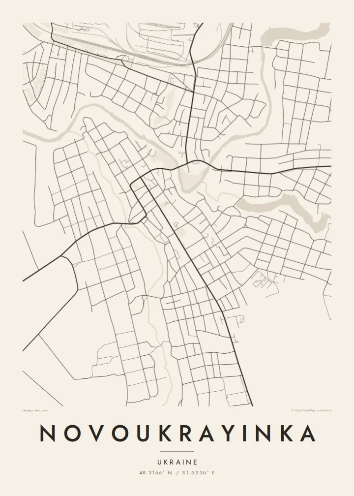 Novoukrayinka map poster — Paper style