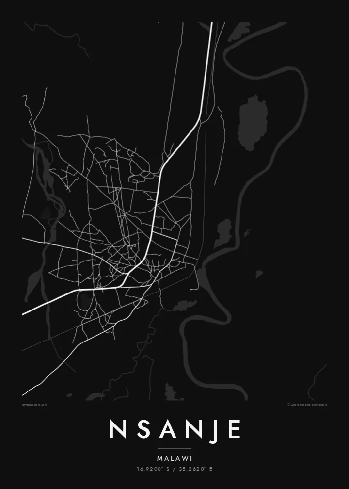 Nsanje map poster — Noir style
