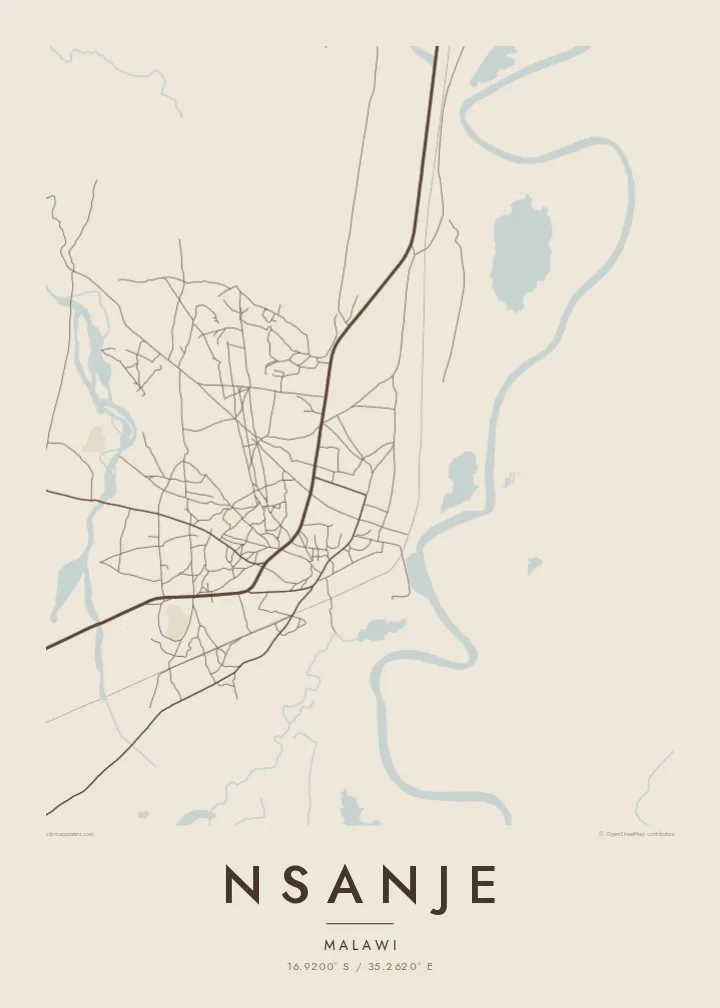 Nsanje map poster — Sand style