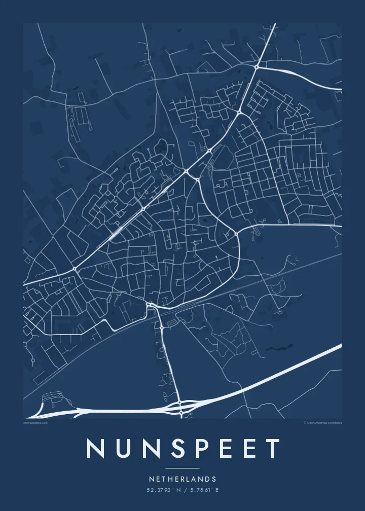 Nunspeet map poster — Blueprint style