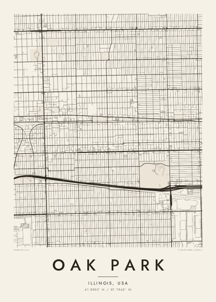 Oak Park map poster — Paper style