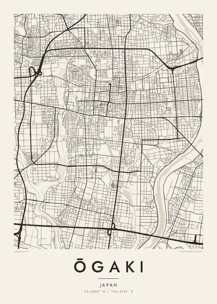 Ōgaki map poster — Paper style
