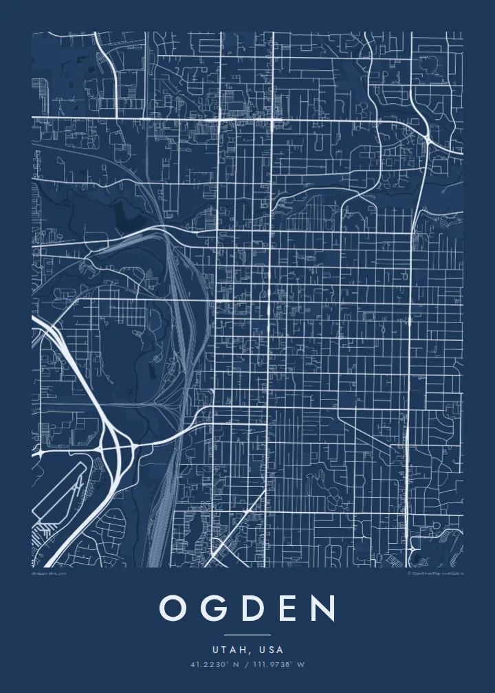 Ogden map poster — Blueprint style