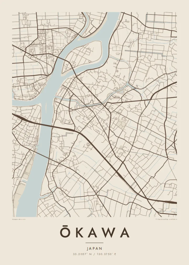 Ōkawa map poster — Sand style