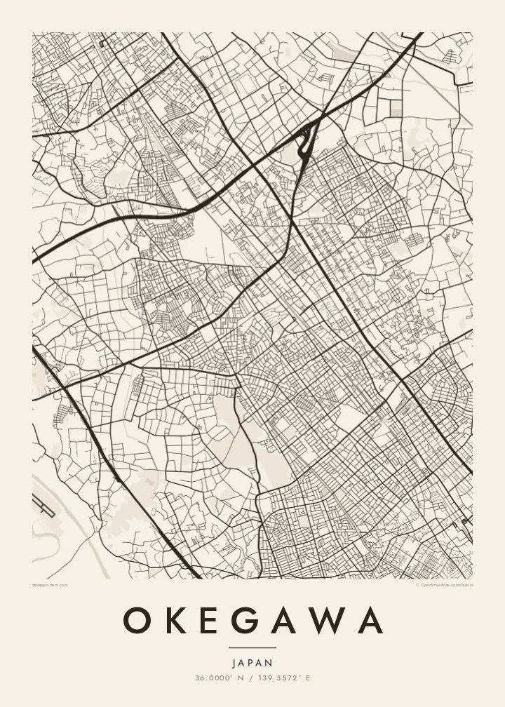 Okegawa map poster — Paper