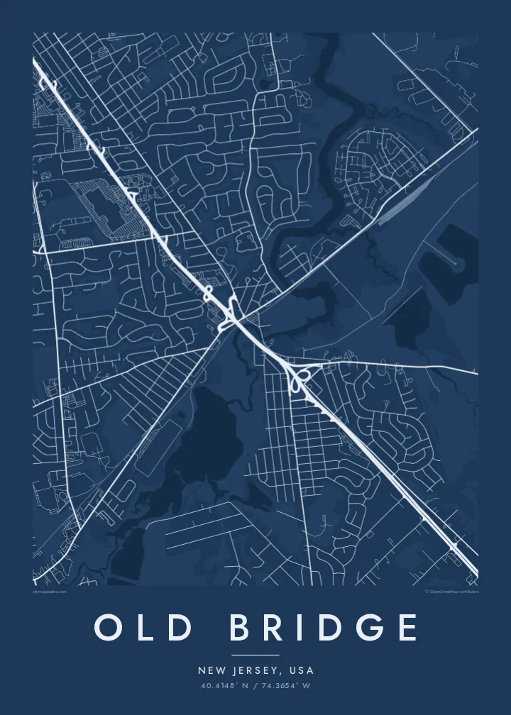 Old Bridge map poster — Blueprint