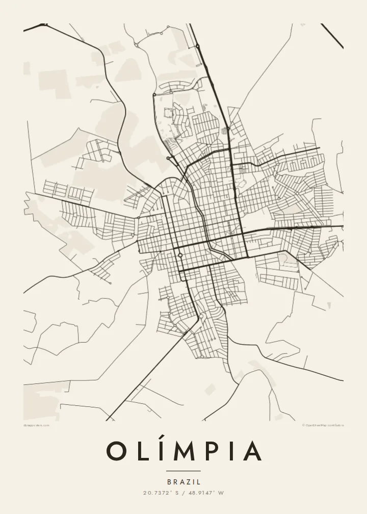 Olímpia map poster — Paper style