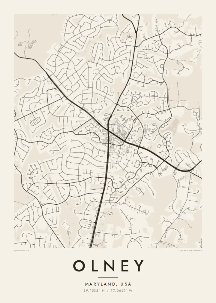 Olney map poster — Paper style