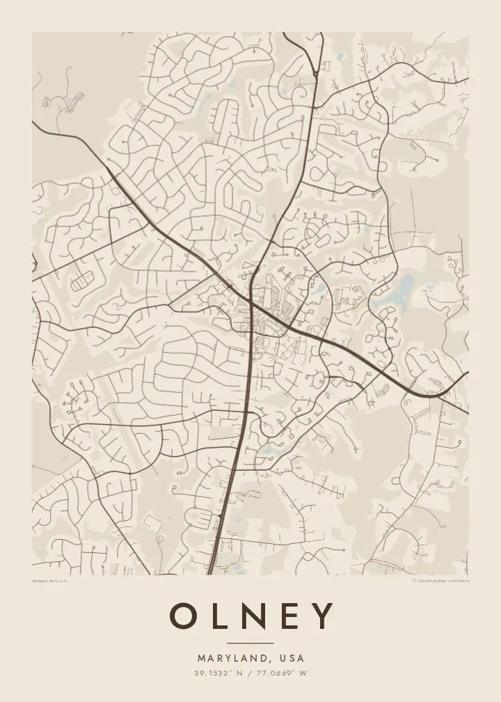 Olney map poster — Sand style