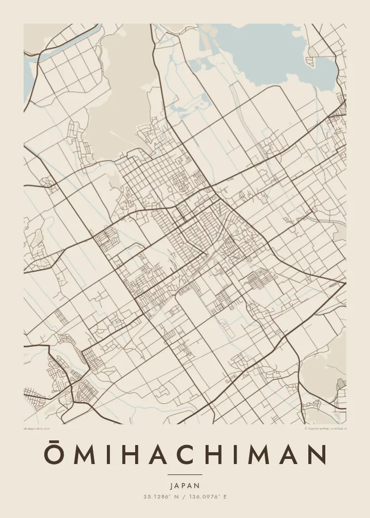 Ōmihachiman map poster — Sand