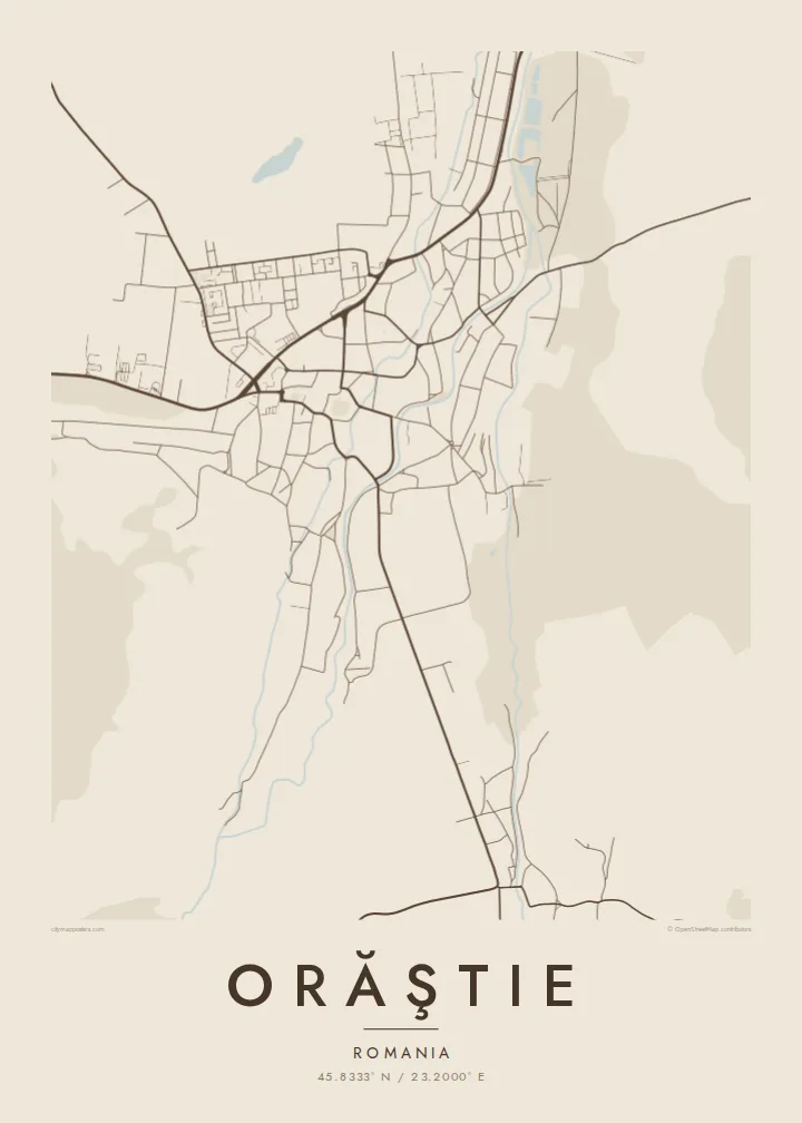 Orăştie map poster — Sand style