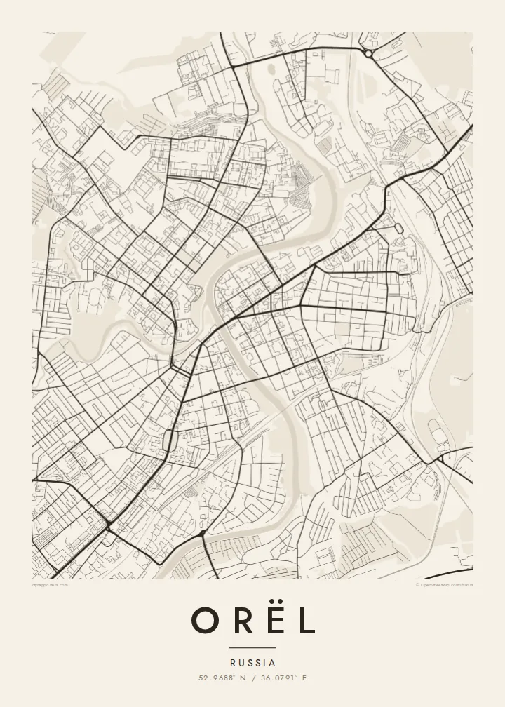 Orël map poster — Paper style