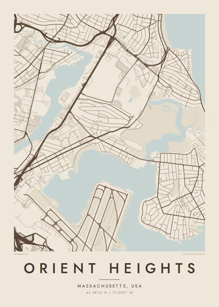 Orient Heights map poster — Sand