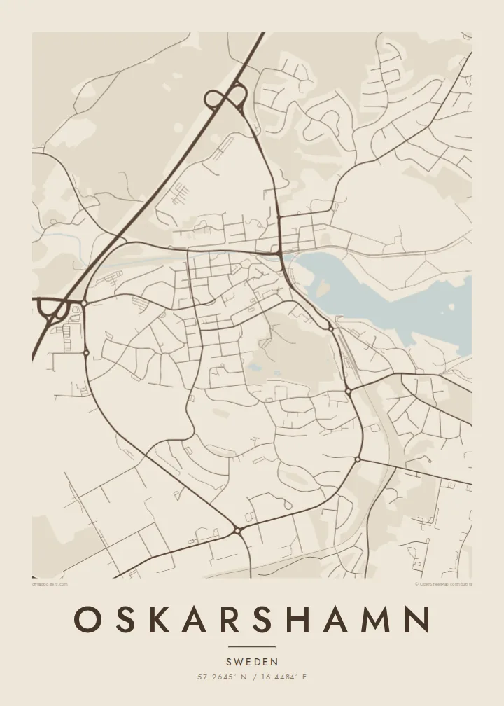 Oskarshamn map poster — Sand style