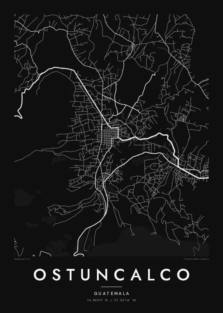 Ostuncalco map poster — Noir style