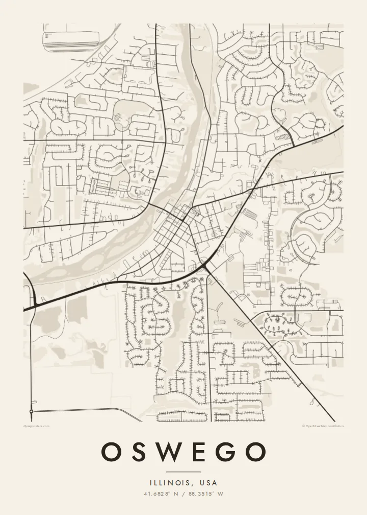Oswego map poster — Paper style