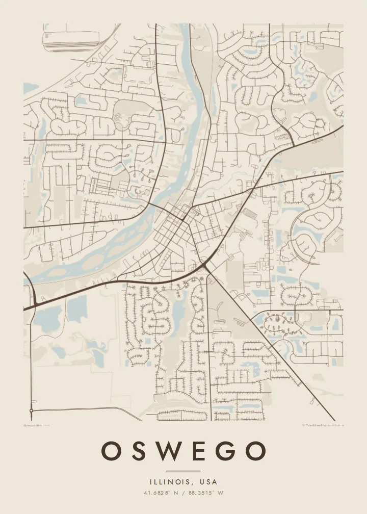 Oswego map poster — Sand style