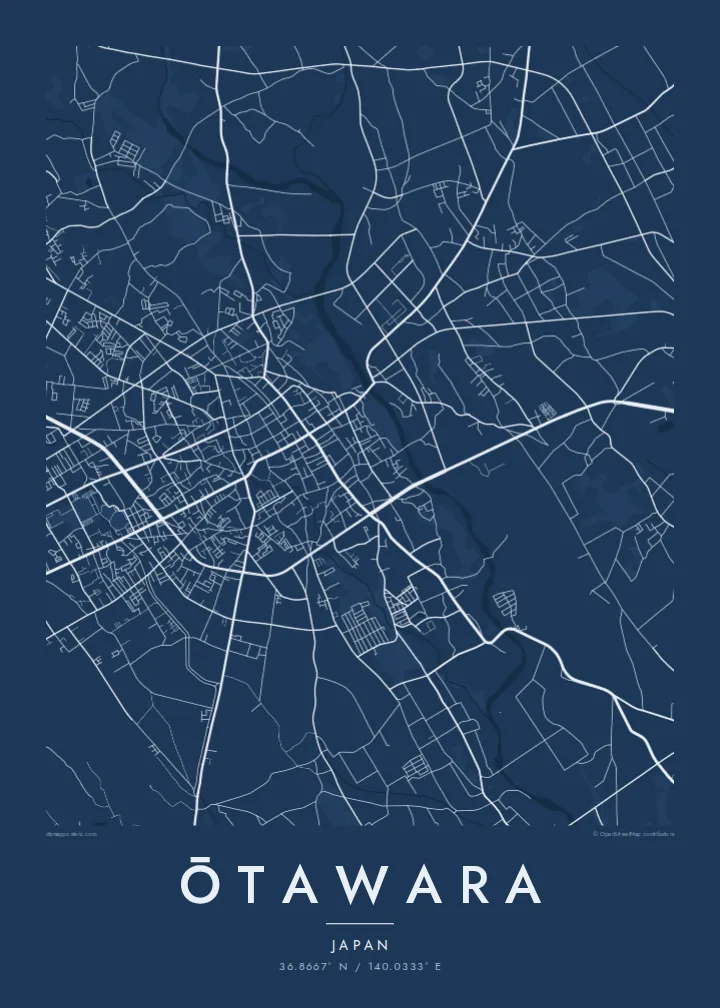 Ōtawara map poster — Blueprint style