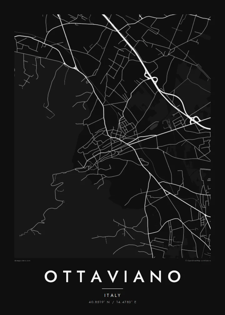 Ottaviano map poster — Noir