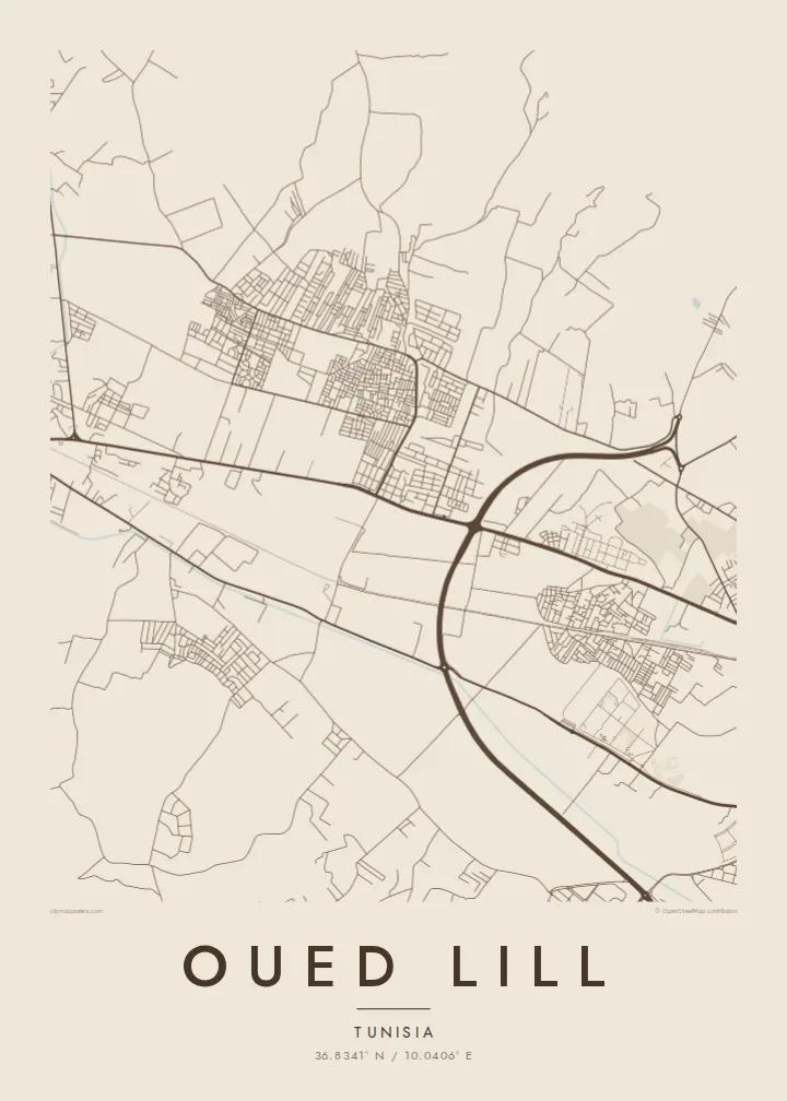 Oued Lill map poster — Sand