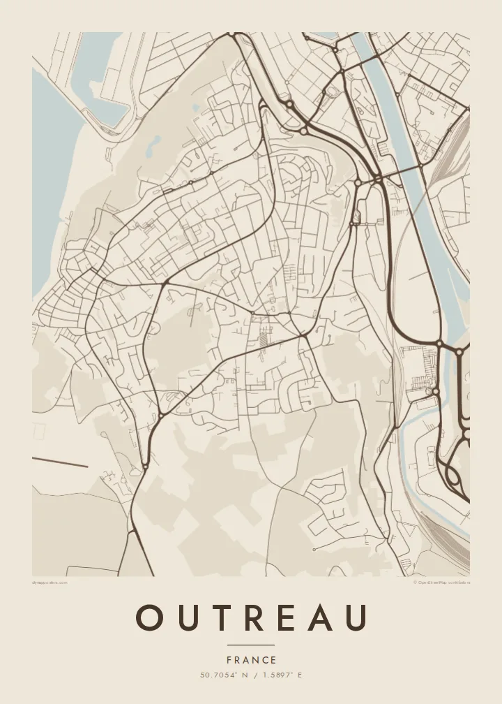 Outreau map poster — Sand style