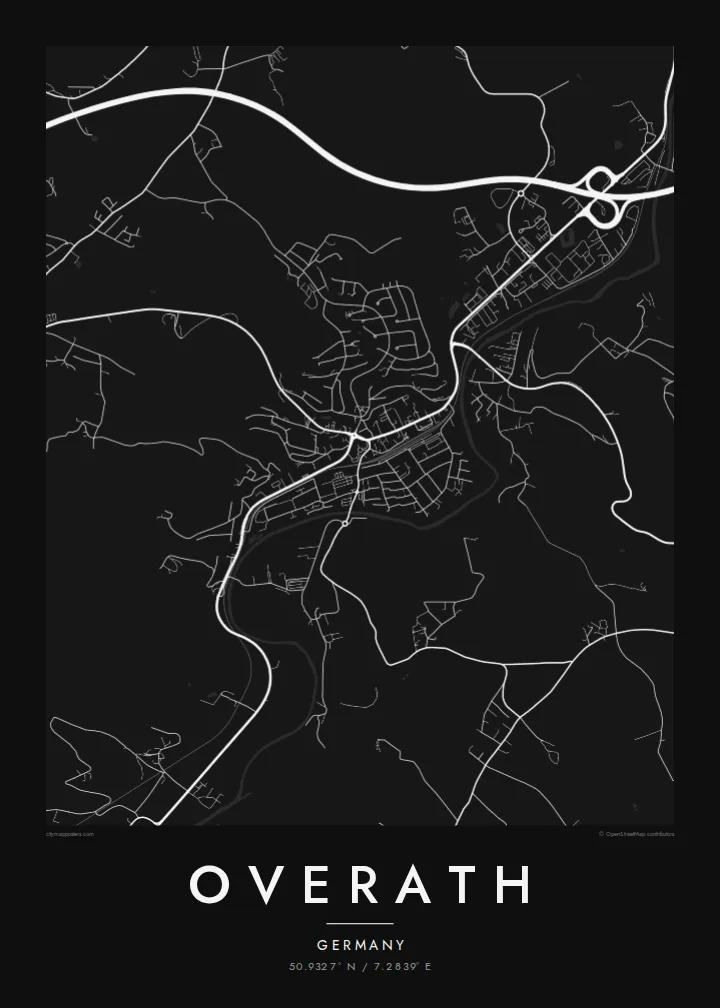 Overath map poster — Noir style