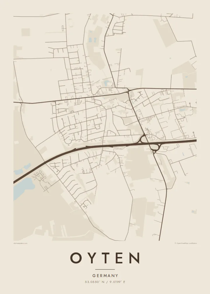 Oyten map poster — Sand style