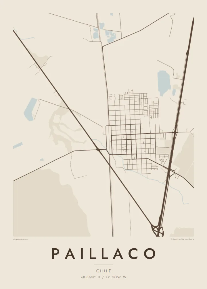 Paillaco map poster — Sand style