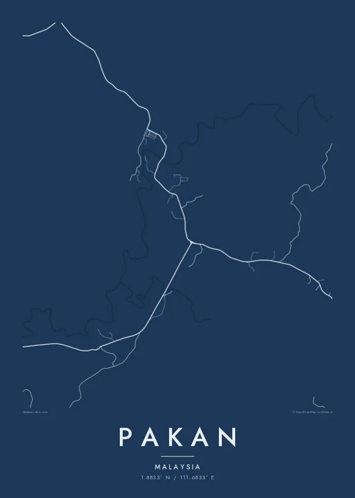 Pakan map poster — Blueprint style