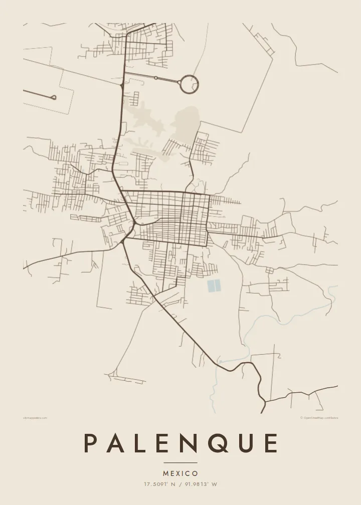 Palenque map poster — Sand