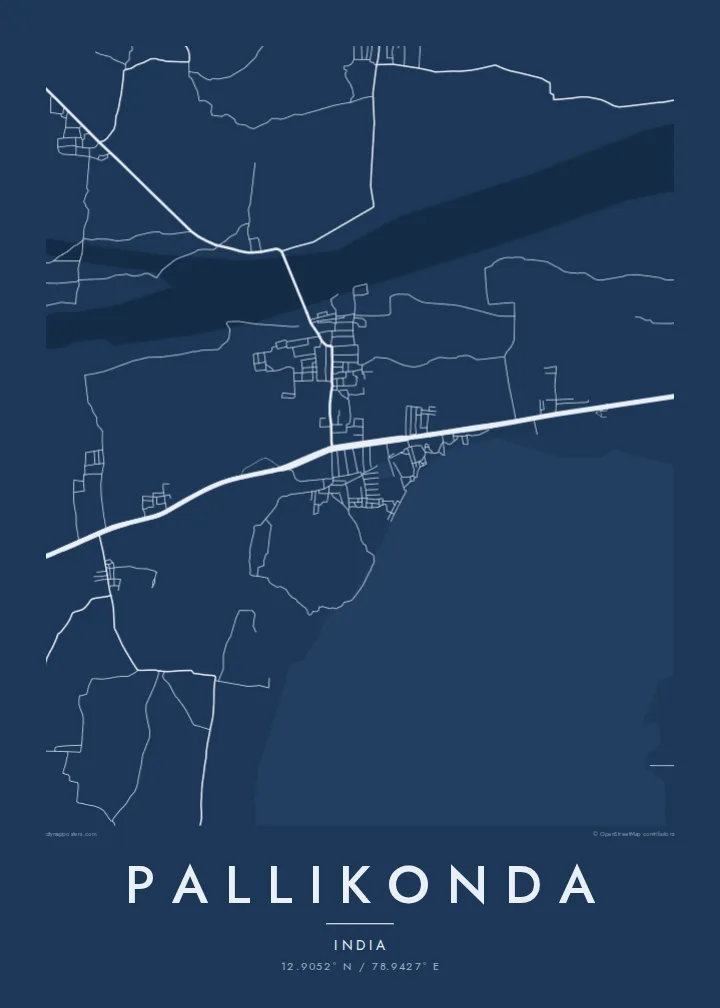 Pallikonda map poster — Blueprint style