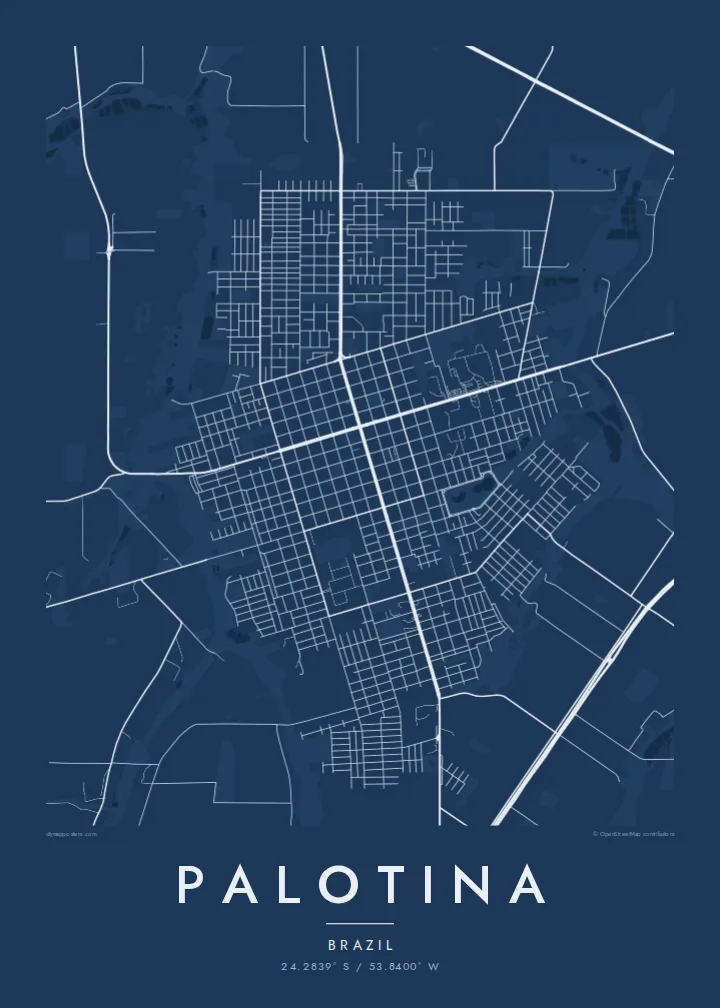 Palotina map poster — Blueprint style