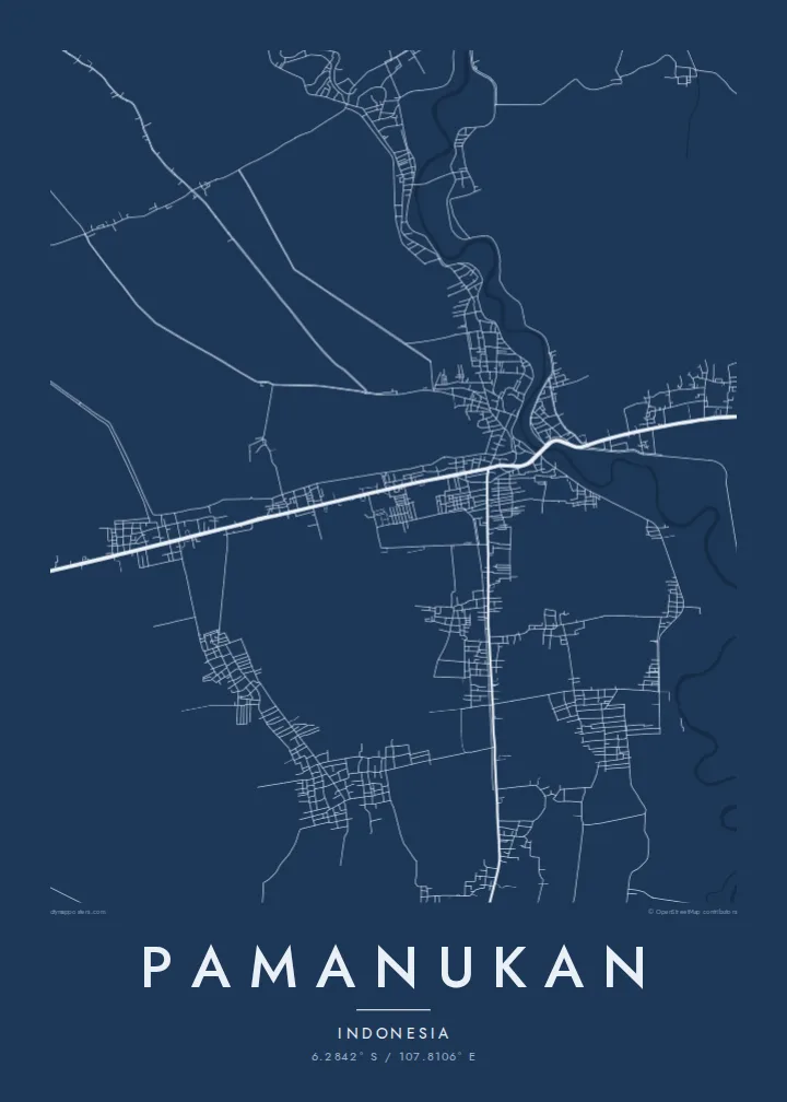 Pamanukan map poster — Blueprint style