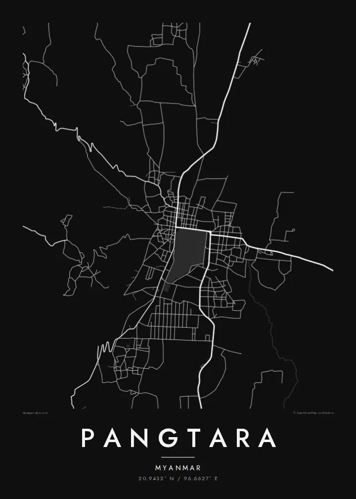 Pangtara map poster — Noir
