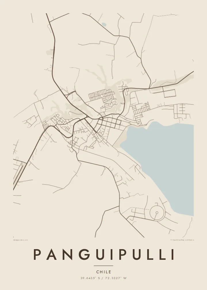 Panguipulli map poster — Sand style