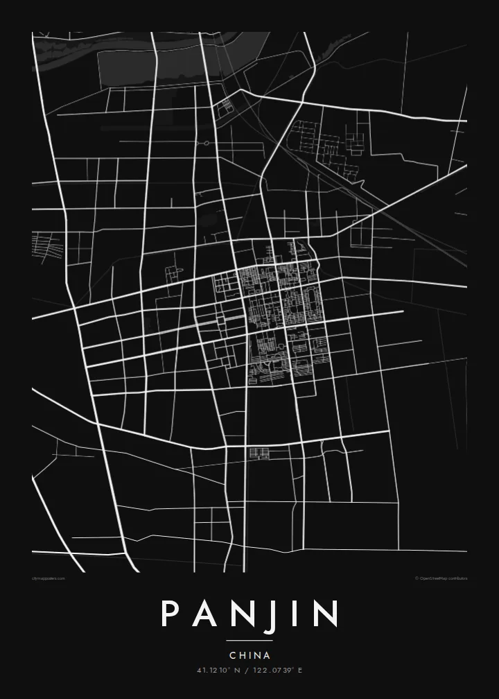 Panjin map poster — Noir