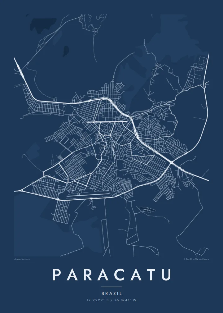 Paracatu map poster — Blueprint style