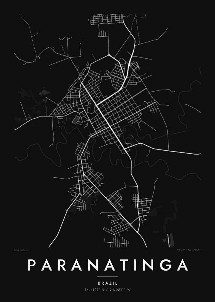 Paranatinga map poster — Noir