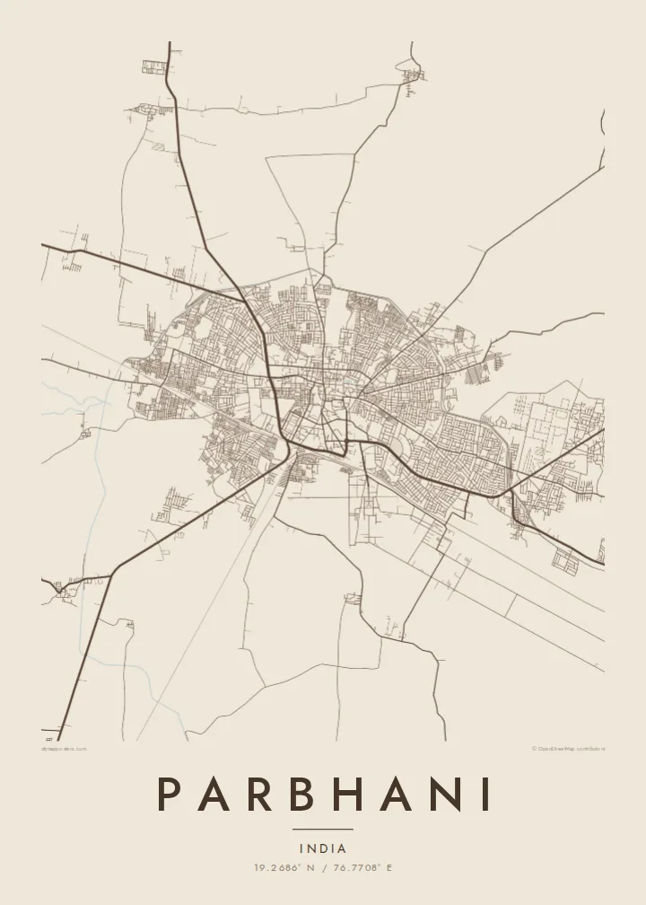 Parbhani map poster — Sand style